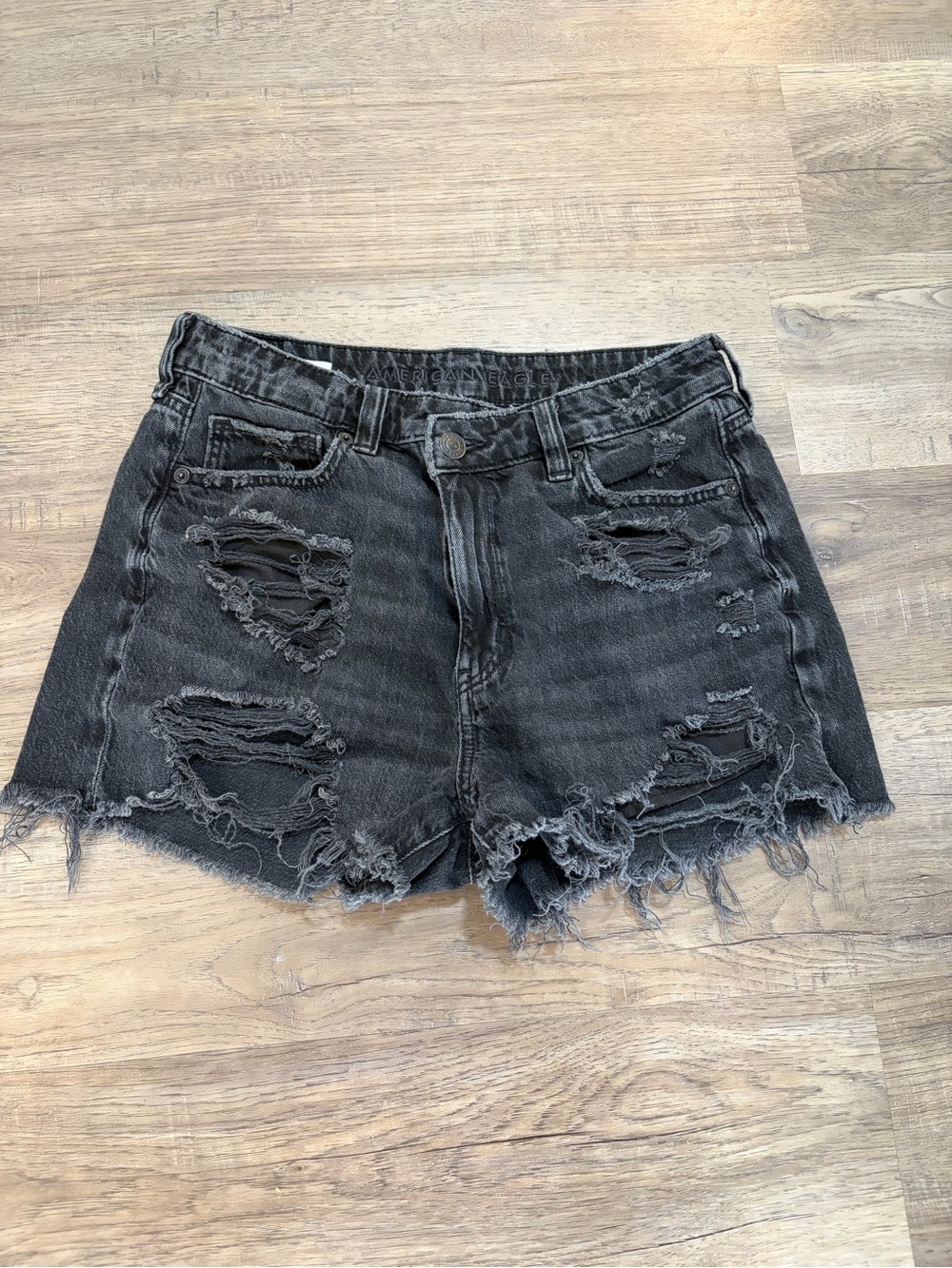 American Eagle Outfitters Distressed Black Denim Cutoff Shorts
